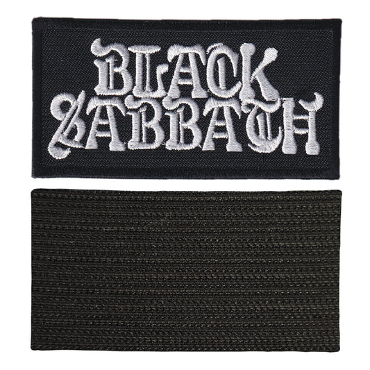 MAXIMUMPATCHES - Black Sabbath - 9,2 cm x 4,8 cm - Ecusson Patch Brodé Avec Scratch Cousu Au Dos + Carré Scratch A Coudre, Face Opposé 10 cm x 10 cm/Groupe Musique Métal Rock Punk Heavy Trash Blues