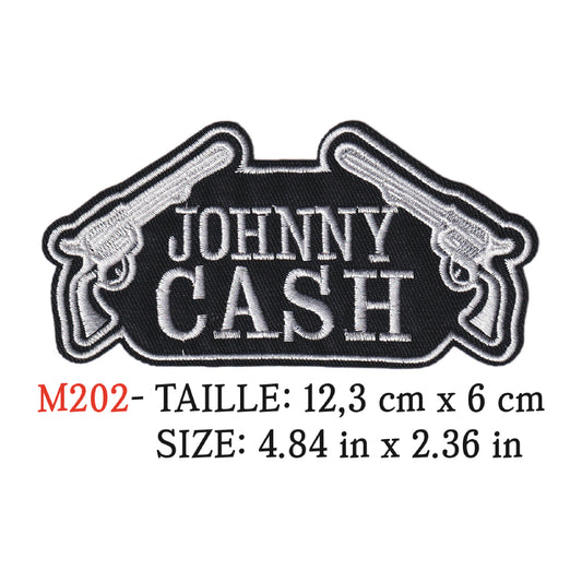 MAXIMUMPATCHES - Ecusson Patch Brodé Thermocollant - 12,3 cm x 6 cm - Johnny Cash Groupe Musique Rock Punk Hard Trash Métal Heavy Psychedelic