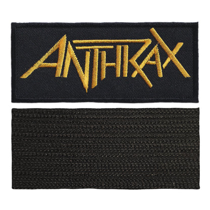 MAXIMUMPATCHES - Anthrax - 9,8 cm x 4,2 cm - Ecusson Patch Brodé Avec Scratch Cousu Au Dos + Carré Scratch A Coudre, Face Opposé 10 cm x 10 cm/Groupe Musique Métal Rock Punk Heavy Trash Blues