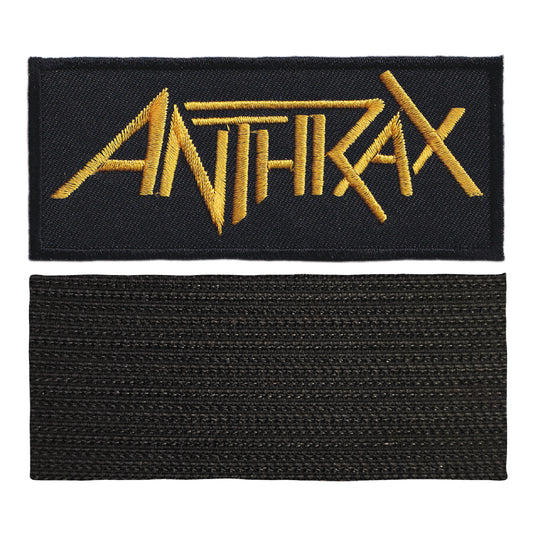 MAXIMUMPATCHES - Anthrax - 9,8 cm x 4,2 cm - Ecusson Patch Brodé Avec Scratch Cousu Au Dos + Carré Scratch A Coudre, Face Opposé 10 cm x 10 cm/Groupe Musique Métal Rock Punk Heavy Trash Blues