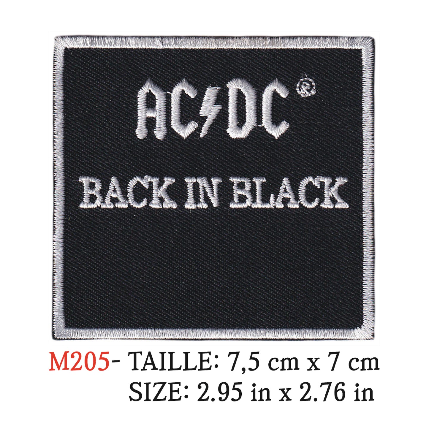 MAXIMUMPATCHES - cusson Patch Brodé Thermocollant - 7,5 cm x 7 cm - Ac Dc ACDC Groupe Musique Rock Punk Hard Trash Métal Heavy Psychedelic