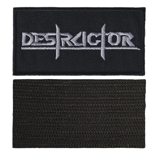 MAXIMUMPATCHES - Destructor - 9,3 cm x 4,8 cm - Ecusson Patch Brodé Avec Scratch Cousu Au Dos + Carré Scratch A Coudre, Face Opposé 10 cm x 10 cm/Groupe Musique Métal Rock Punk Heavy Trash Blues
