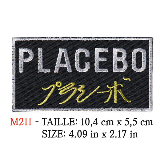MAXIMUMPATCHES - Ecusson Patch Brodé Thermocollant - 10,4 cm x 5,5 cm - Placebo Groupe Musique Rock Punk Hard Trash Métal Heavy Psychedelic