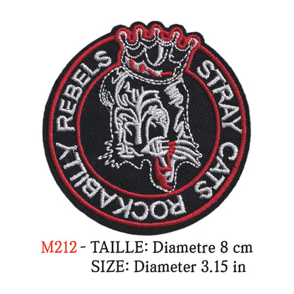 MAXIMUMPATCHES - Ecusson Patch Brodé Thermocollant - Diametre 8 cm - Stray Cats Groupe Musique Rock Punk Hard Trash Métal Heavy Psychedelic