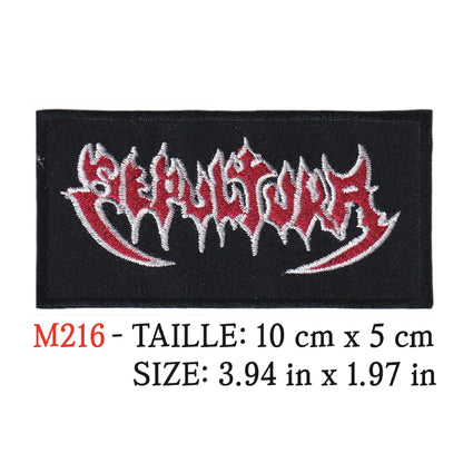 MAXIMUMPATCHES - Ecusson Patch Brodé Thermocollant - 10 cm x 5 cm - Sépultura Groupe Musique Rock Punk Hard Trash Métal Heavy Psychedelic