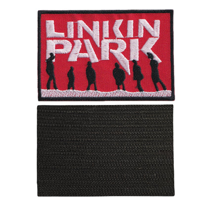 MAXIMUMPATCHES - Linkin Park - Longueur 9 cm - Ecusson Patch Brodé Avec Scratch Cousu Au Dos + Carré Scratch A Coudre, Face Opposé 10 cm x 10 cm/Groupe Musique Métal Rock Punk Heavy Trash Blues