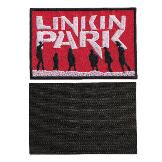 MAXIMUMPATCHES - Linkin Park - Longueur 9 cm - Ecusson Patch Brodé Avec Scratch Cousu Au Dos + Carré Scratch A Coudre, Face Opposé 10 cm x 10 cm/Groupe Musique Métal Rock Punk Heavy Trash Blues