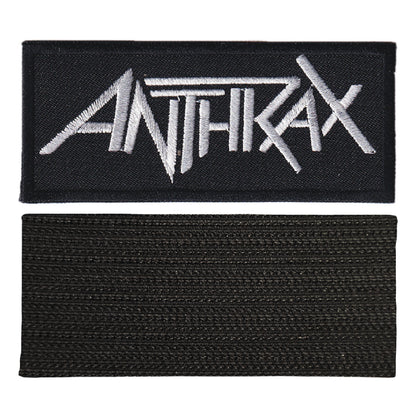 MAXIMUMPATCHES - Anthrax - 9,8 cm x 4,2 cm - Ecusson Patch Brodé Avec Scratch Cousu Au Dos + Carré Scratch A Coudre, Face Opposé 10 cm x 10 cm/Groupe Musique Métal Rock Punk Heavy Trash Blues