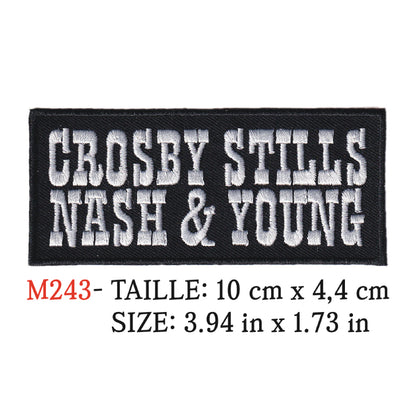 MAXIMUMPATCHES - Patch Ecusson Brodé Thermocollant - 10 cm x 4,4 cm - Crosby Stills Nash Young Groupe Musique Rock Punk Hard Trash Métal Heavy Psychedelic