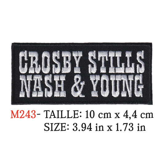 MAXIMUMPATCHES - Patch Ecusson Brodé Thermocollant - 10 cm x 4,4 cm - Crosby Stills Nash Young Groupe Musique Rock Punk Hard Trash Métal Heavy Psychedelic