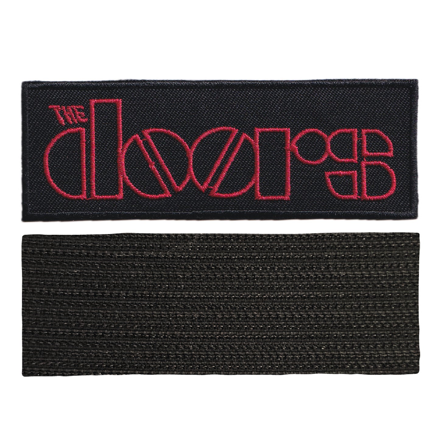 MAXIMUMPATCHES - The Doors - 10 cm x 3,5 cm - Ecusson Patch Brodé Avec Scratch Cousu Au Dos + Carré Scratch A Coudre, Face Opposé 10 cm x 10 cm/Groupe Musique Métal Rock Punk Heavy Trash Blues