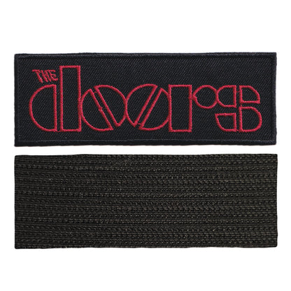 MAXIMUMPATCHES - The Doors - 10 cm x 3,5 cm - Ecusson Patch Brodé Avec Scratch Cousu Au Dos + Carré Scratch A Coudre, Face Opposé 10 cm x 10 cm/Groupe Musique Métal Rock Punk Heavy Trash Blues