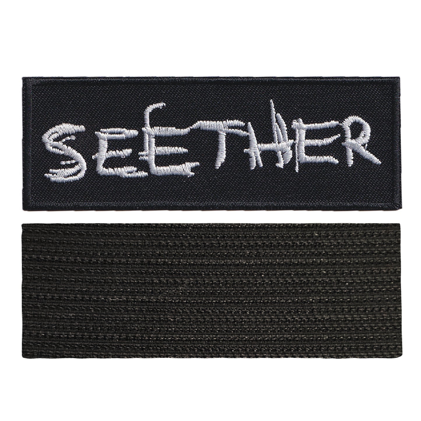 MAXIMUMPATCHES - See Ther - 10 cm x 3,5 cm - Ecusson Patch Brodé Avec Scratch Cousu Au Dos + Carré Scratch A Coudre, Face Opposé 10 cm x 10 cm/Groupe Musique Métal Rock Punk Heavy Trash Blues