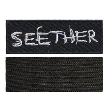 MAXIMUMPATCHES - See Ther - 10 cm x 3,5 cm - Ecusson Patch Brodé Avec Scratch Cousu Au Dos + Carré Scratch A Coudre, Face Opposé 10 cm x 10 cm/Groupe Musique Métal Rock Punk Heavy Trash Blues