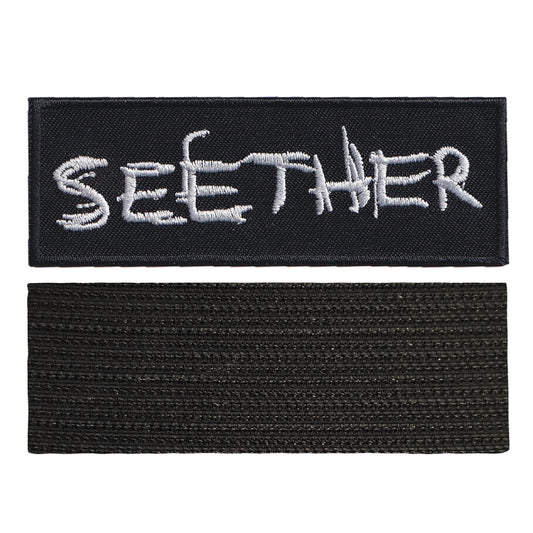 MAXIMUMPATCHES - See Ther - 10 cm x 3,5 cm - Ecusson Patch Brodé Avec Scratch Cousu Au Dos + Carré Scratch A Coudre, Face Opposé 10 cm x 10 cm/Groupe Musique Métal Rock Punk Heavy Trash Blues