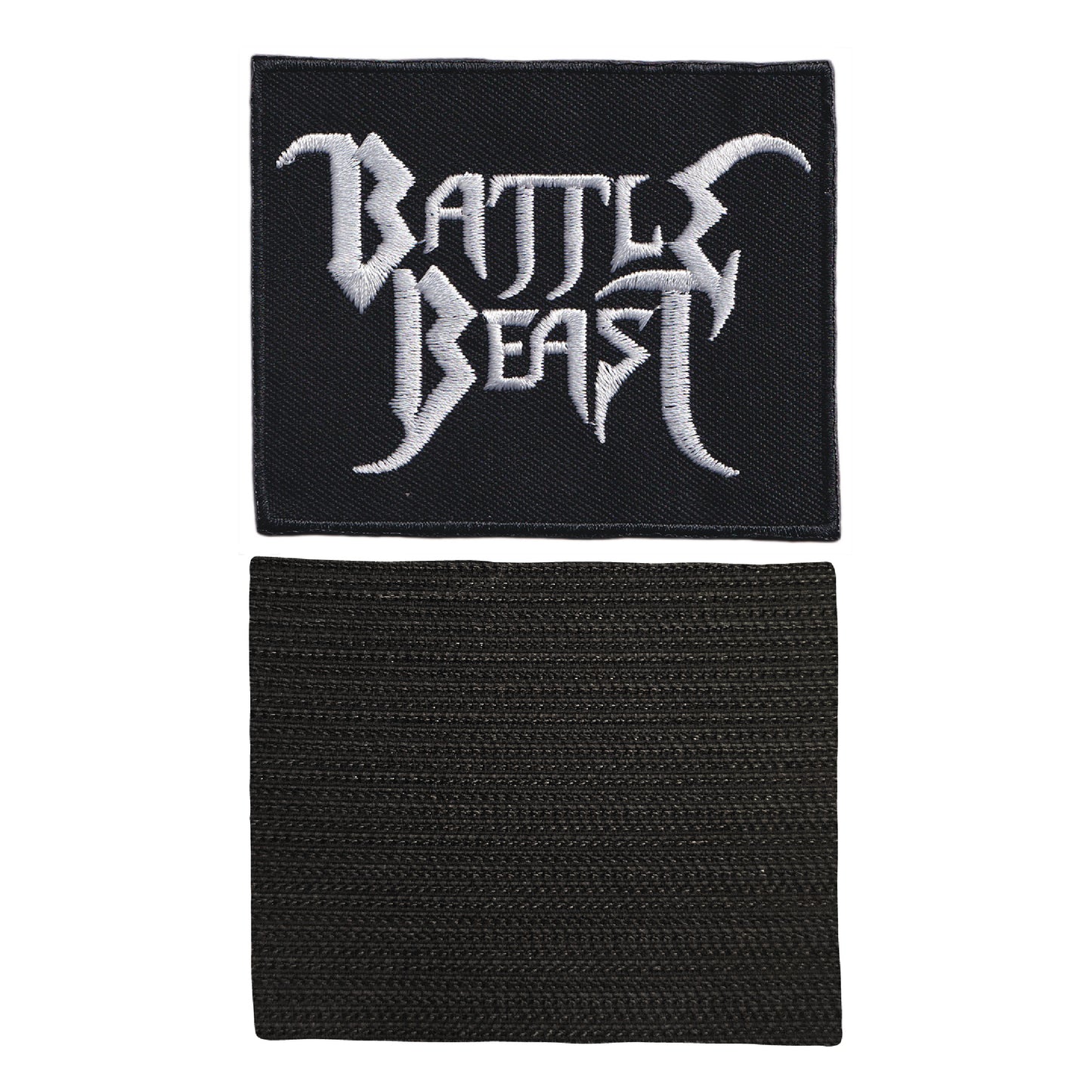 MAXIMUMPATCHES - Battle Beast - Longueur 8 cm - Ecusson Patch Brodé Avec Scratch Cousu Au Dos + Carré Scratch A Coudre, Face Opposé 10 cm x 10 cm/Groupe Musique Métal Rock Punk Heavy Trash Blues