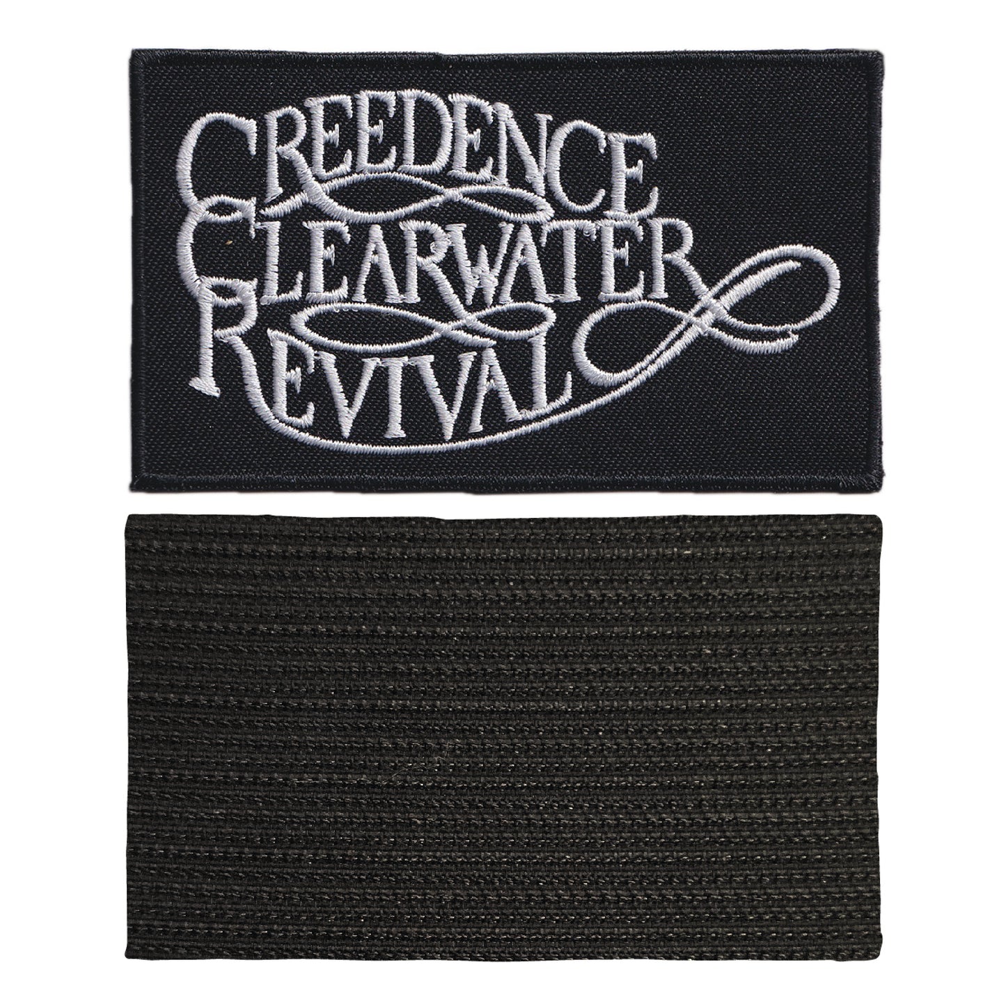 MAXIMUMPATCHES - Creedence Clearwater Revival - 10 cm x 5,7 cm - Ecusson Patch Brodé Avec Scratch Cousu Au Dos + Carré Scratch A Coudre, Face Opposé 10 cm x 10 cm/Groupe Musique Métal Rock Punk Heavy Trash Blues