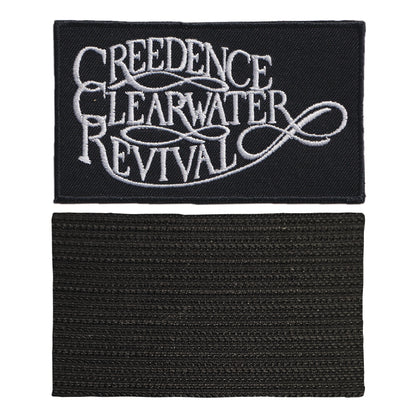 MAXIMUMPATCHES - Creedence Clearwater Revival - 10 cm x 5,7 cm - Ecusson Patch Brodé Avec Scratch Cousu Au Dos + Carré Scratch A Coudre, Face Opposé 10 cm x 10 cm/Groupe Musique Métal Rock Punk Heavy Trash Blues