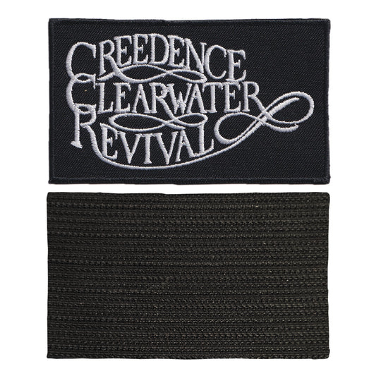 MAXIMUMPATCHES - Creedence Clearwater Revival - 10 cm x 5,7 cm - Ecusson Patch Brodé Avec Scratch Cousu Au Dos + Carré Scratch A Coudre, Face Opposé 10 cm x 10 cm/Groupe Musique Métal Rock Punk Heavy Trash Blues