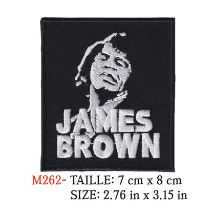 MAXIMUMPATCHES - Ecusson Patch Brodé Thermocollant - 7 cm x 8 cm - James Brown Groupe Musique Rock Punk Hard Trash Métal Heavy Psychedelic Funk Soul