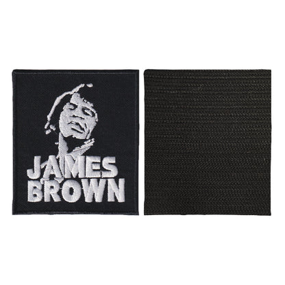 MAXIMUMPATCHES - James Brown - 7 cm x 8 cm - Ecusson Patch Brodé Avec Scratch Cousu Au Dos + Carré Scratch A Coudre, Face Opposé 10 cm x 10 cm/Groupe Musique Métal Rock Punk Heavy Trash Blues