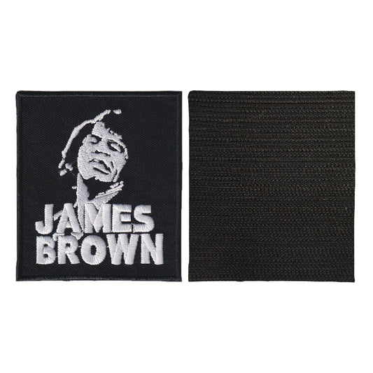 MAXIMUMPATCHES - James Brown - 7 cm x 8 cm - Ecusson Patch Brodé Avec Scratch Cousu Au Dos + Carré Scratch A Coudre, Face Opposé 10 cm x 10 cm/Groupe Musique Métal Rock Punk Heavy Trash Blues