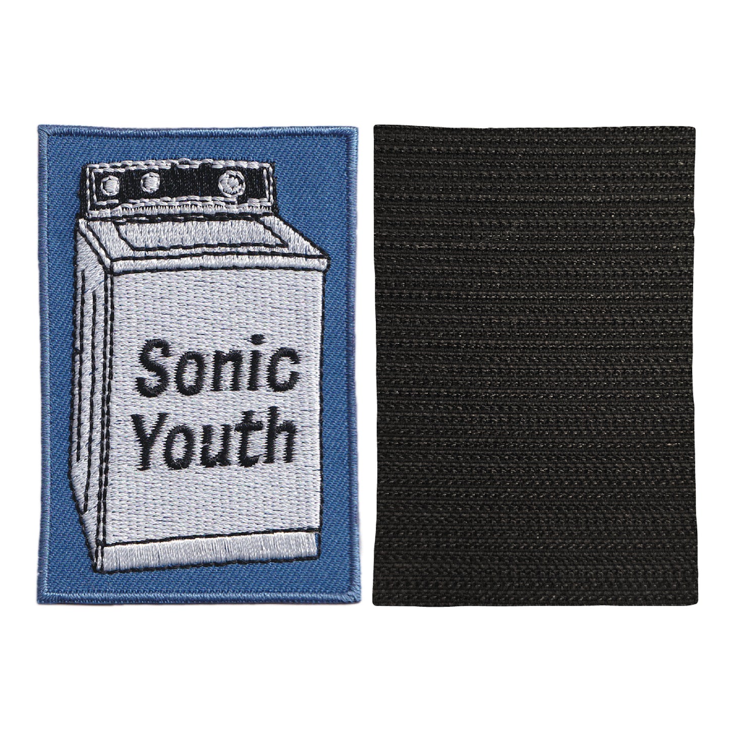 MAXIMUMPATCHES - 5,5 cm x 8 cm - Ecusson Patch Brodé Avec Scratch Cousu Au Dos + Carré Scratch A Coudre, Face Opposé 10 cm x 10 cm/Groupe Musique Métal Rock Punk Heavy Trash Blues