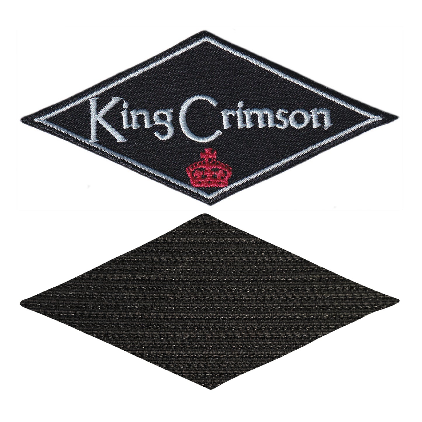 MAXIMUMPATCHES - King Crimson - 10 cm x 4,5 cm - Ecusson Patch Brodé Avec Scratch Cousu Au Dos + Carré Scratch A Coudre, Face Opposé 10 cm x 10 cm/Groupe Musique Métal Rock Punk Heavy Trash Blues