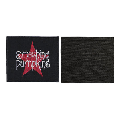 MAXIMUMPATCHES - Smashing Pumpkins - 8 cm x 6,7 cm - Ecusson Patch Brodé Avec Scratch Cousu Au Dos + Carré Scratch A Coudre, Face Opposé 10 cm x 10 cm/Groupe Musique Métal Rock Punk Heavy Trash Blues