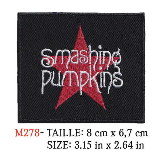 MAXIMUMPATCHES - Ecusson Patch Brodé Thermocollant - 8 cm x 6,7 cm - Smashing Pumpkins Groupe Musique Rock Punk Hard Trash Métal Heavy Psychedelic