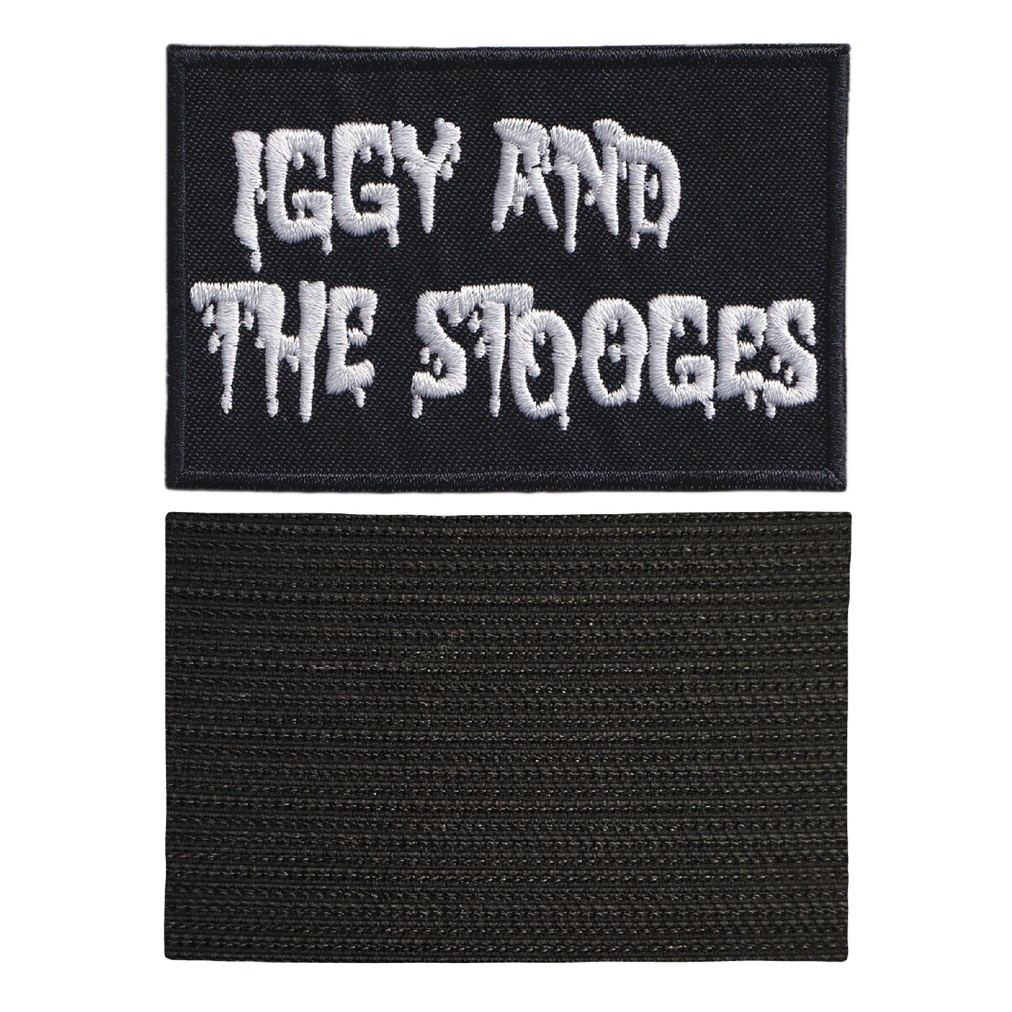 MAXIMUMPATCHES - Iggy And The Stooges - 8 cm x 5,2 cm - Ecusson Patch Brodé Avec Scratch Cousu Au Dos + Carré Scratch A Coudre, Face Opposé 10 cm x 10 cm/Groupe Musique Métal Rock Punk Heavy Trash Blues