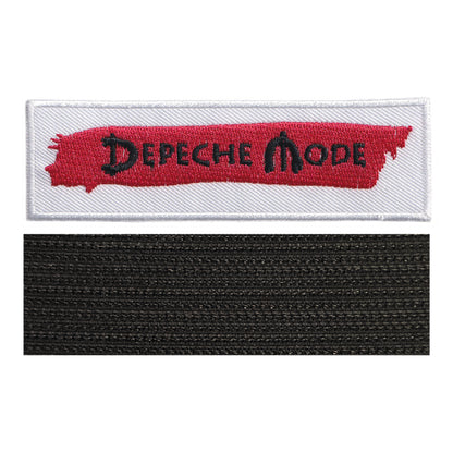 MAXIMUMPATCHES - Dépêche Mode - 10 cm x 3 cm - Ecusson Patch Brodé Avec Scratch Cousu Au Dos + Carré Scratch A Coudre, Face Opposé 10 cm x 10 cm/Groupe Musique Métal Rock Punk Heavy Trash Blues