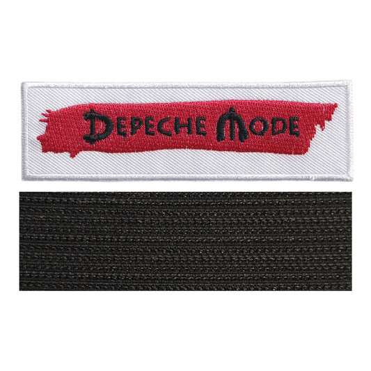 MAXIMUMPATCHES - Dépêche Mode - 10 cm x 3 cm - Ecusson Patch Brodé Avec Scratch Cousu Au Dos + Carré Scratch A Coudre, Face Opposé 10 cm x 10 cm/Groupe Musique Métal Rock Punk Heavy Trash Blues