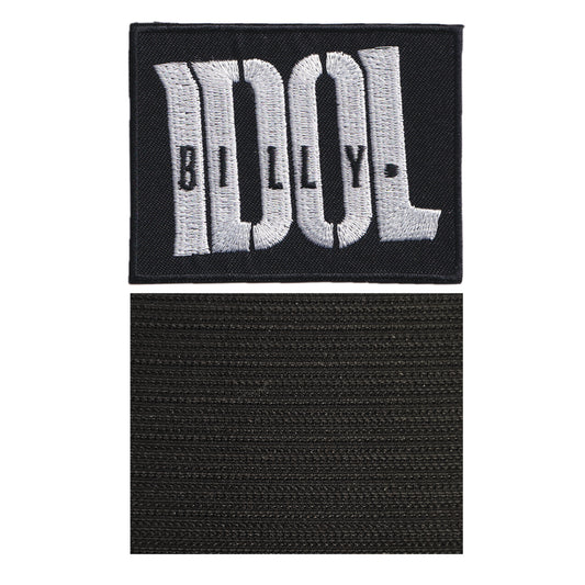 MAXIMUMPATCHES - Billy Idol - 8 cm x 6,3 cm - Ecusson Patch Brodé Avec Scratch Cousu Au Dos + Carré Scratch A Coudre, Face Opposé 10 cm x 10 cm/Groupe Musique Métal Rock Punk Heavy Trash Blues