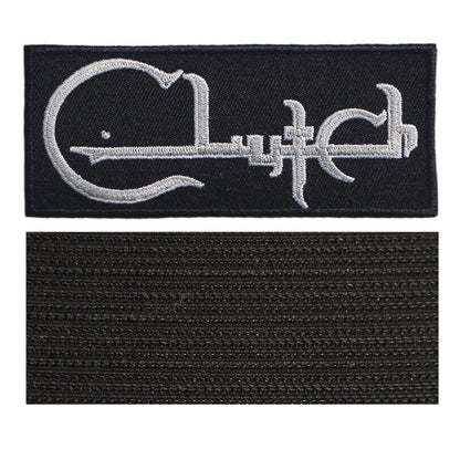 MAXIMUMPATCHES - Clutch - 9,8 cm x 4 cm - Ecusson Patch Brodé Avec Scratch Cousu Au Dos + Carré Scratch A Coudre, Face Opposé 10 cm x 10 cm/Groupe Musique Métal Rock Punk Heavy Trash Blues