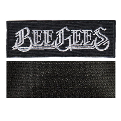MAXIMUMPATCHES - Beegees - 10 cm x 3,4 cm - Ecusson Patch Brodé Avec Scratch Cousu Au Dos + Carré Scratch A Coudre, Face Opposé 10 cm x 10 cm/Groupe Musique Métal Rock Punk Heavy Trash Blues