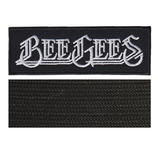 MAXIMUMPATCHES - Beegees - 10 cm x 3,4 cm - Ecusson Patch Brodé Avec Scratch Cousu Au Dos + Carré Scratch A Coudre, Face Opposé 10 cm x 10 cm/Groupe Musique Métal Rock Punk Heavy Trash Blues