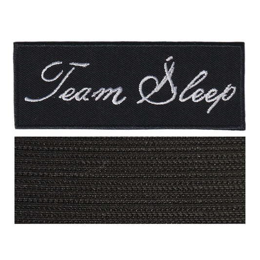 MAXIMUMPATCHES - Team Sleep - 10 cm x 3,8 cm - Ecusson Patch Brodé Avec Scratch Cousu Au Dos + Carré Scratch A Coudre, Face Opposé 10 cm x 10 cm/Groupe Musique Métal Rock Punk Heavy Trash Blues