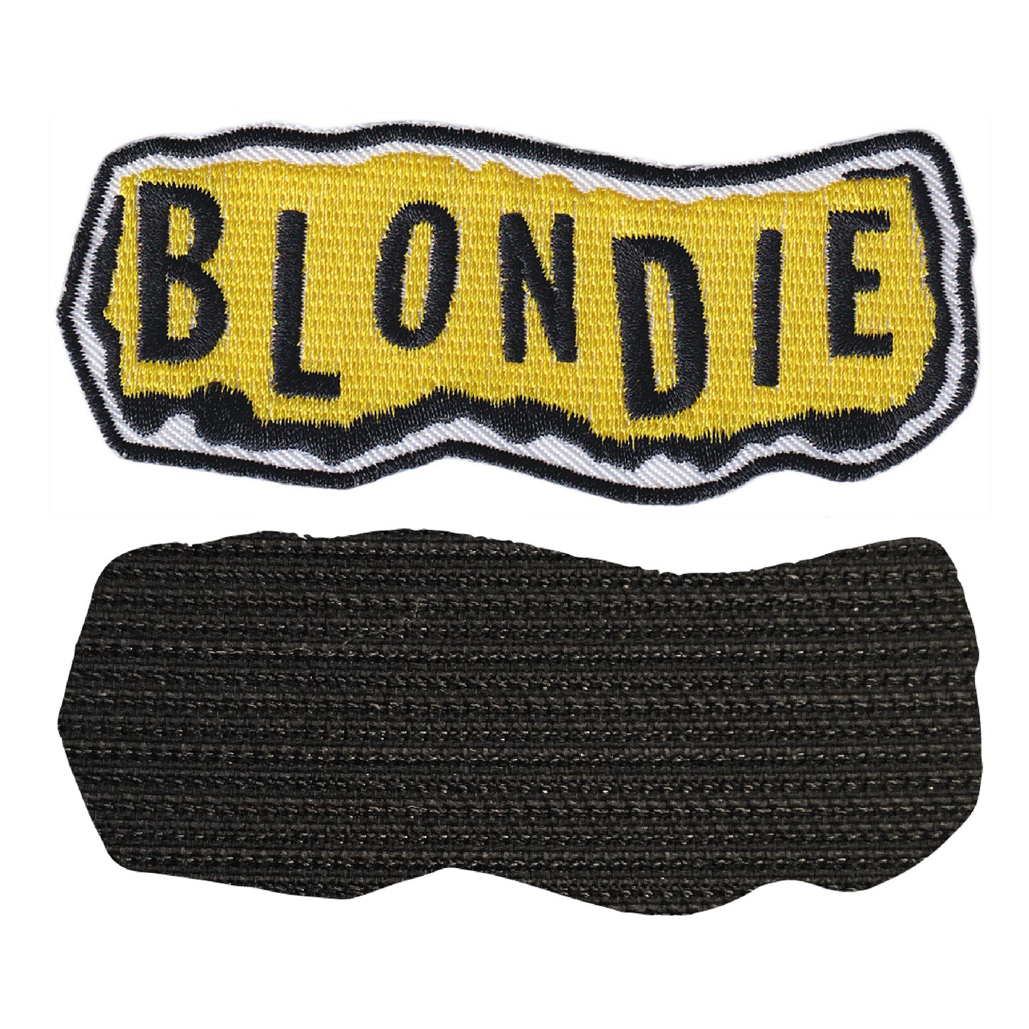 MAXIMUMPATCHES - Blondie - 10 cm x 4,2 cm - Ecusson Patch Brodé Avec Scratch Cousu Au Dos + Carré Scratch A Coudre, Face Opposé 10 cm x 10 cm/Groupe Musique Métal Rock Punk Heavy Trash Blues