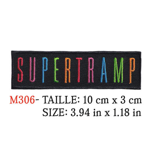 MAXIMUMPATCHES - Ecusson Patch Brodé Thermocollant - 10 cm x 3 cm - Supertramp Groupe Musique Rock Punk Hard Trash Métal Heavy Psychedelic