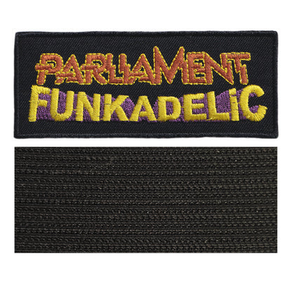 MAXIMUMPATCHES - Parliament Funkadelic - 9,8 cm x 3,8 cm - Ecusson Patch Brodé Avec Scratch Cousu Au Dos + Carré Scratch A Coudre, Face Opposé 10 cm x 10 cm/Groupe Musique Métal Rock Punk Heavy Trash Blues