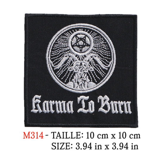 MAXIMUMPATCHES - Ecusson Patch Brodé Thermocollant - 10 cm x 10 cm - Karma To Burn Groupe Musique Rock Punk Hard Trash Métal Heavy Psychedelic
