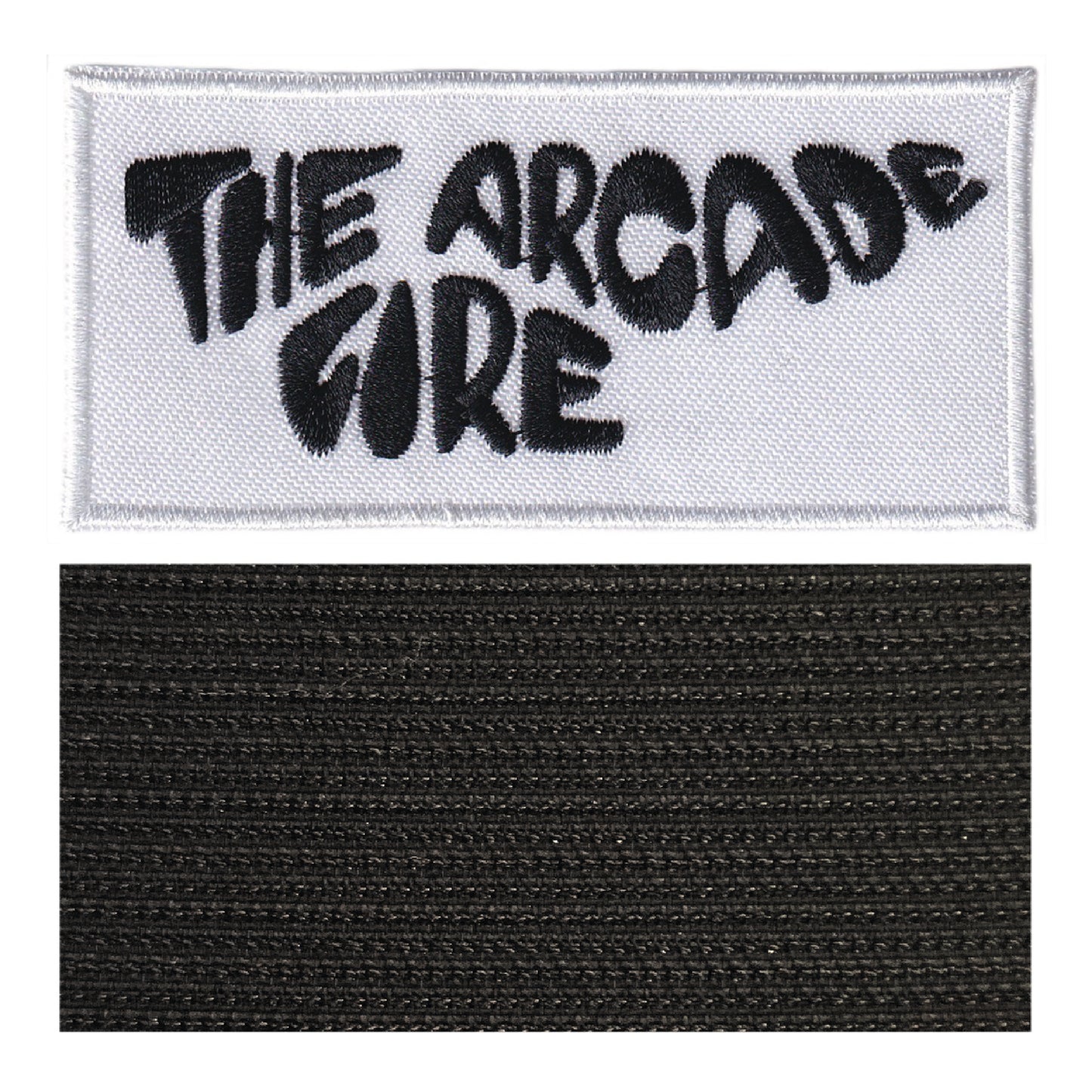 MAXIMUMPATCHES - The Arcade Fire - 8 cm x 3,8 cm - Ecusson Patch Brodé Avec Scratch Cousu Au Dos + Carré Scratch A Coudre, Face Opposé 10 cm x 10 cm/Groupe Musique Métal Rock Punk Heavy Trash Blues