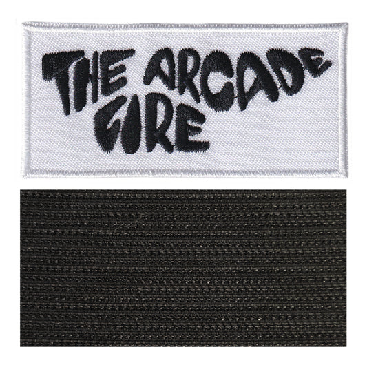 MAXIMUMPATCHES - The Arcade Fire - 8 cm x 3,8 cm - Ecusson Patch Brodé Avec Scratch Cousu Au Dos + Carré Scratch A Coudre, Face Opposé 10 cm x 10 cm/Groupe Musique Métal Rock Punk Heavy Trash Blues