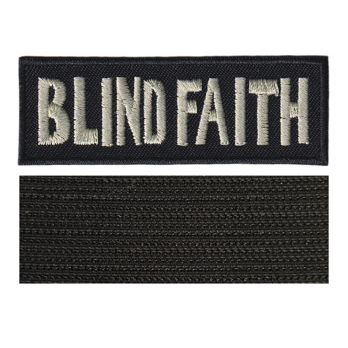 MAXIMUMPATCHES - Blind Faith - 8 cm x 2,8 cm - Ecusson Patch Brodé Avec Scratch Cousu Au Dos + Carré Scratch A Coudre, Face Opposé 10 cm x 10 cm/Groupe Musique Métal Rock Punk Heavy Trash Blues