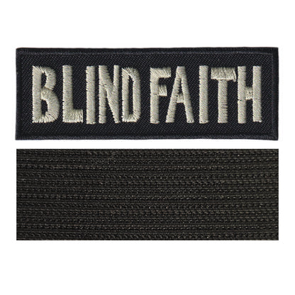 MAXIMUMPATCHES - Blind Faith - 8 cm x 2,8 cm - Ecusson Patch Brodé Avec Scratch Cousu Au Dos + Carré Scratch A Coudre, Face Opposé 10 cm x 10 cm/Groupe Musique Métal Rock Punk Heavy Trash Blues