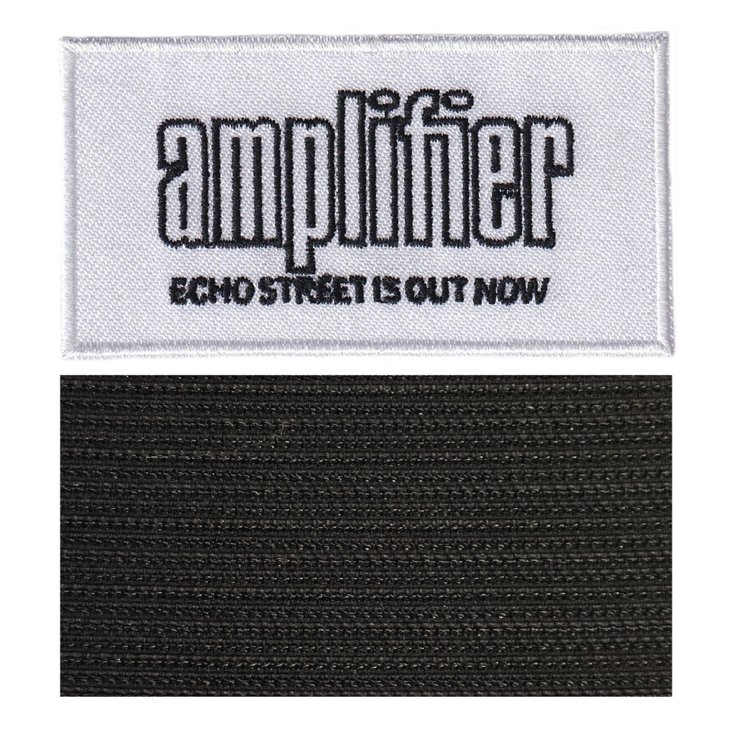MAXIMUMPATCHES - Amplifier - 8 cm x 4,3 cm - Ecusson Patch Brodé Avec Scratch Cousu Au Dos + Carré Scratch A Coudre, Face Opposé 10 cm x 10 cm/Groupe Musique Métal Rock Punk Heavy Trash Blues