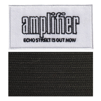 MAXIMUMPATCHES - Amplifier - 8 cm x 4,3 cm - Ecusson Patch Brodé Avec Scratch Cousu Au Dos + Carré Scratch A Coudre, Face Opposé 10 cm x 10 cm/Groupe Musique Métal Rock Punk Heavy Trash Blues