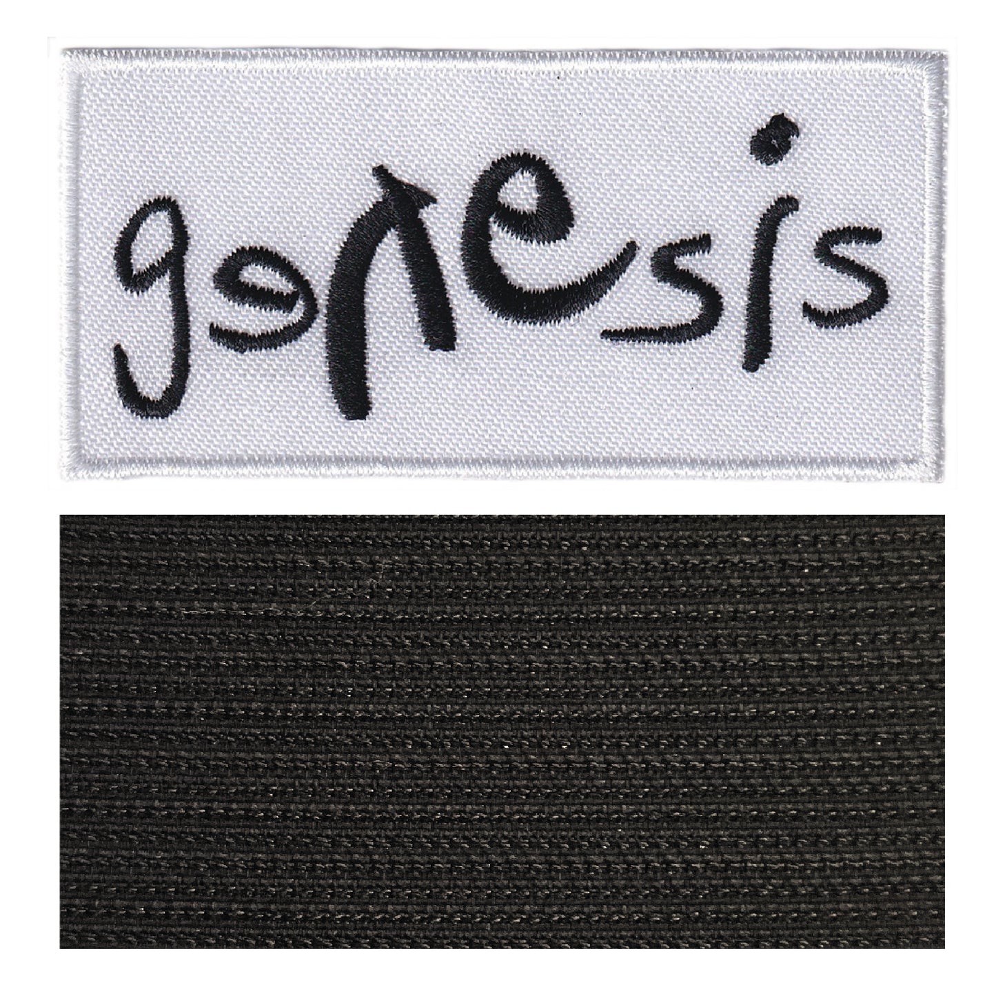 MAXIMUMPATCHES - Genesis - 8 cm x 4 cm - Ecusson Patch Brodé Avec Scratch Cousu Au Dos + Carré Scratch A Coudre, Face Opposé 10 cm x 10 cm/Groupe Musique Métal Rock Punk Heavy Trash Blues