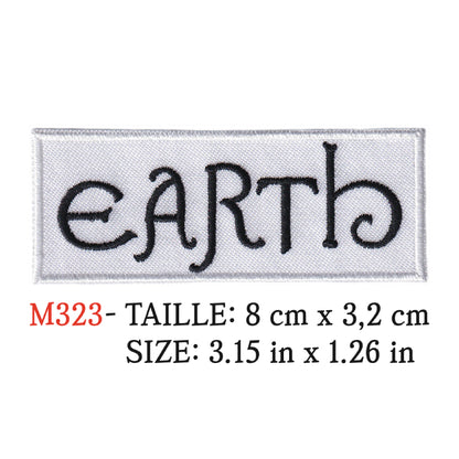 MAXIMUMPATCHES - Ecusson Patch Brodé Thermocollant - 8 cm x 3,2 cm - Earth Groupe Musique Rock Punk Hard Trash Métal Heavy Psychedelic